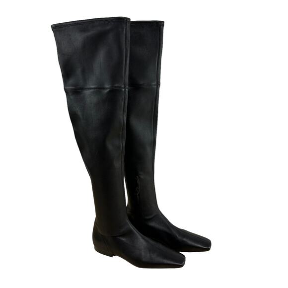 Vince NWOB Nissa 2 Over the Knee Boots Black Size 5M 100% Leather Square Toe - Picture 3 of 10